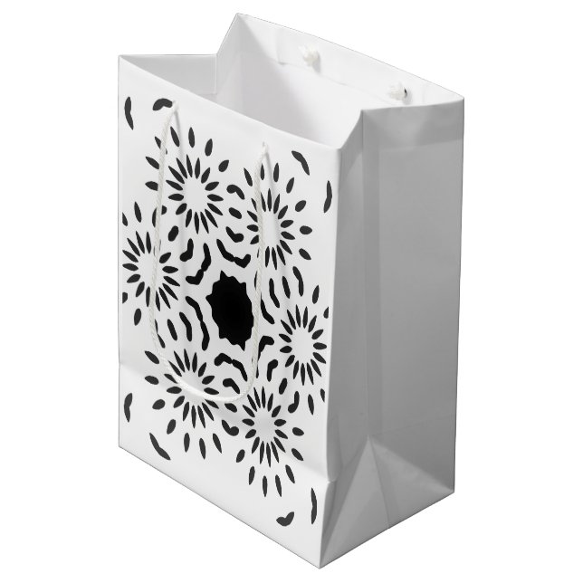 White and Black Mediterranean Tile Gift Bag (Front Angled)