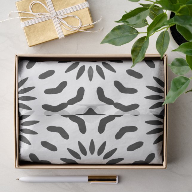 White and Black Mediterranean Tile Tissue Paper (Gift)