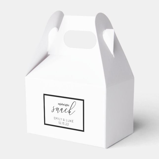 White and Black Midnight Snack Custom Wedding  Favour Box (Front Side)