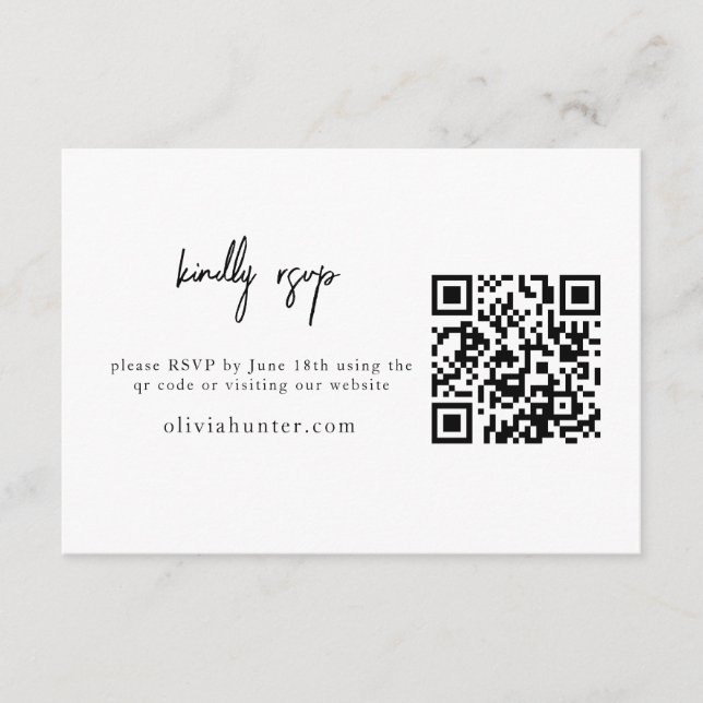 White and Black Minimalist RSVP Enclosure Card (Front)