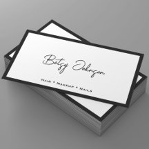 White and Black Minimalist Signature Business Card