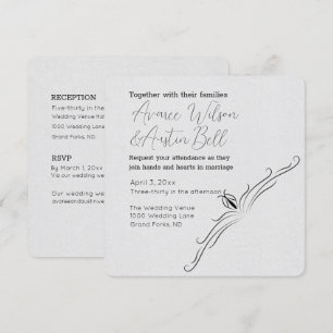White and Black Minimalist Wedding  Invitation