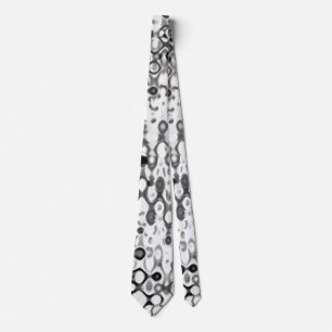 White and Black Modern Abstract Design Tie