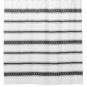 White and Black Modern Boho Bohemian Pattern Shower Curtain