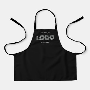 White and Black Modern Business Logo Apron