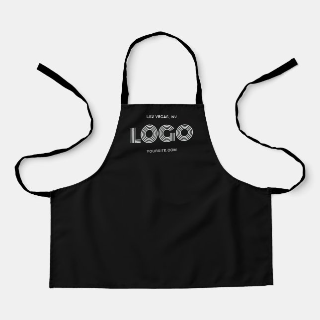 White and Black Modern Business Logo Apron (Front)