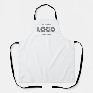 White and Black Modern Business Logo Apron