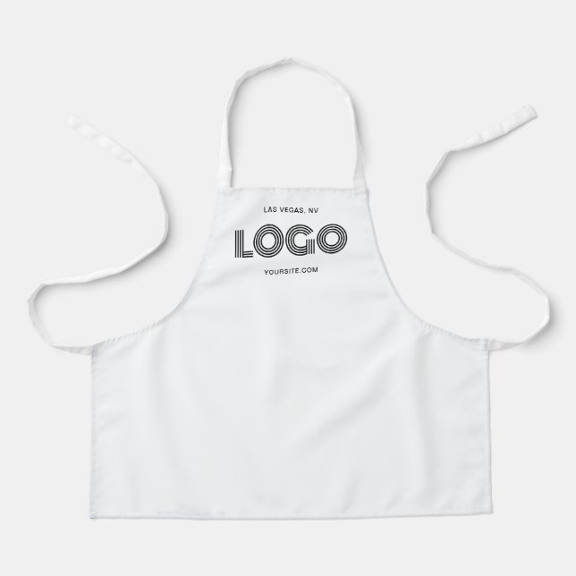 White and Black Modern Business Logo Apron (Front)