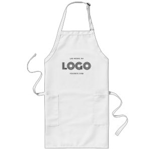 White and Black Modern Business Logo Long Apron