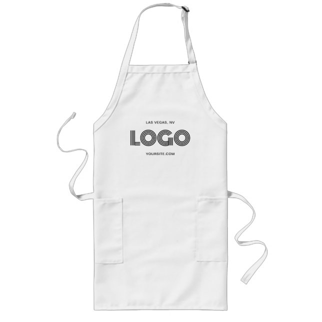 White and Black Modern Business Logo Long Apron (Front)