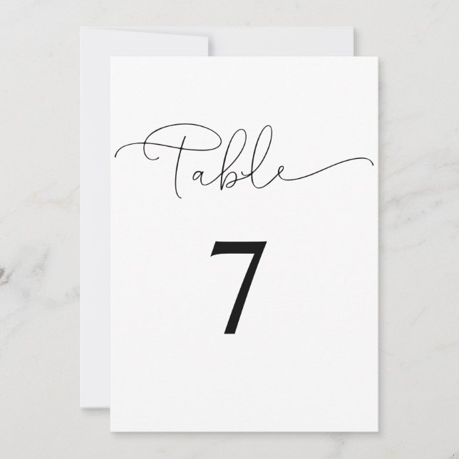White and Black Modern Elegance table number (Front)