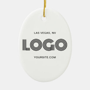 White and Black Modern Logo Ceramic Ornament