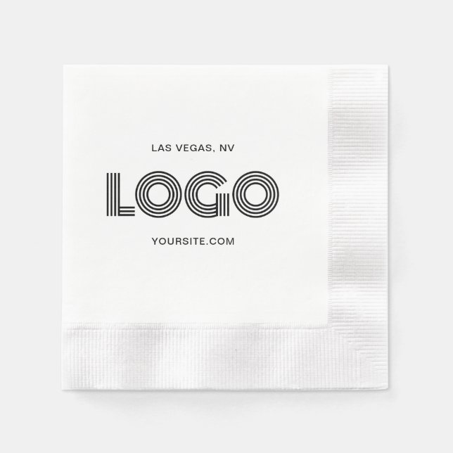 White and Black Modern Logo Napkin (Front)