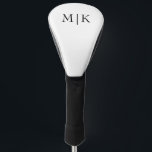 White and Black | Modern Monogram Golf Head Cover<br><div class="desc">This modern design features a rich white background,  with your initials in bold black text for a look that is simple and stylish,  yet professional.</div>