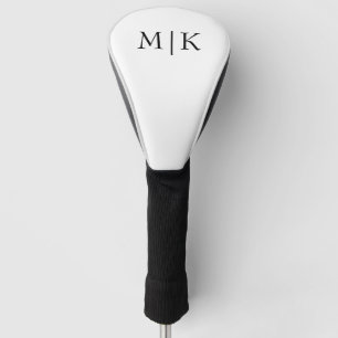 White and Black   Modern Monogram Golf Head Cover