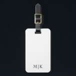 White and Black | Modern Monogram Luggage Tag<br><div class="desc">This modern luggage tag design features a rich White background,  with your initials in bold Black text for a look that is simple and stylish,  yet professional.</div>
