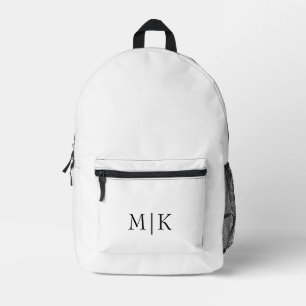 White and Black   Modern Monogram Printed Backpack