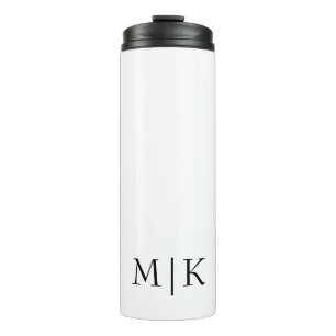 White and Black Modern Monogram Thermal Tumbler