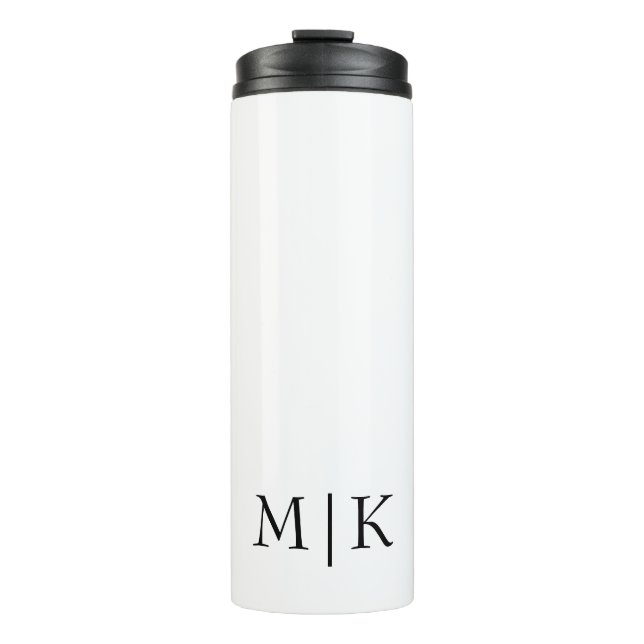 White and Black | Modern Monogram Thermal Tumbler (Front)