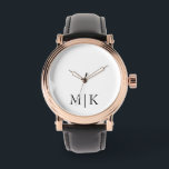 White and Black | Modern Monogram Watch<br><div class="desc">This modern design features a rich White background,  with your initials in bold Black text for a look that is simple and stylish,  yet professional.</div>