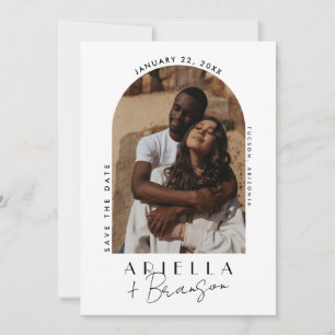 White and Black Modern Photo Save The Date Card