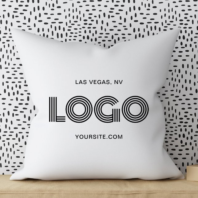 White and Black Modern Rectangular Logo Cushion (White and Black Modern Rectangular Logo Throw Pillow)