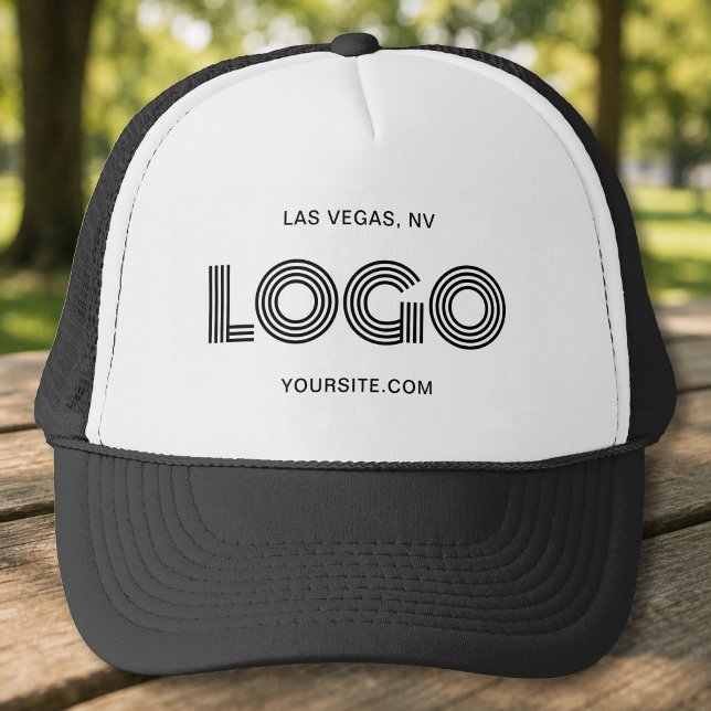 White and Black Modern Rectangular Logo Trucker Hat (White and Black Modern Rectangular Logo Trucker Hat)
