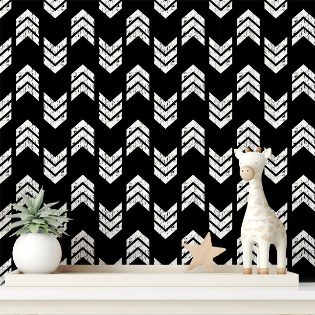 White And Black Modern Textured Chevron Arrows Wallpaper (Creator Uploaded)