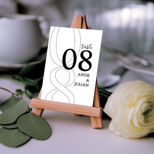 White and black Modern Wedding Table Number Card  (Creator Uploaded)