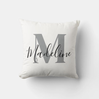 White And Black Monogram Elegant Cushion