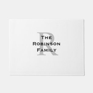 White and Black Name Monogrammed Doormat