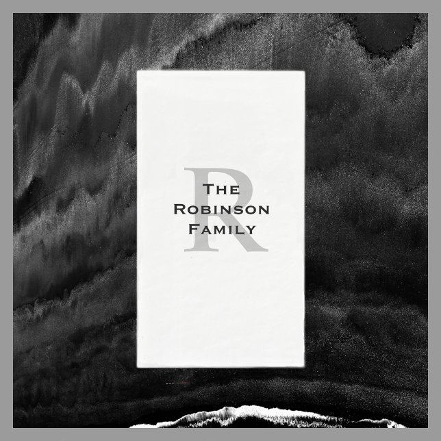 White and Black Name Monogrammed Paper Guest Towel Napkin (Creator Uploaded)
