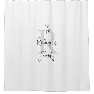 White and Black Name Monogrammed Paper Guest Towel Shower Curtain