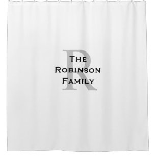 White and Black Name Monogrammed Shower Curtain