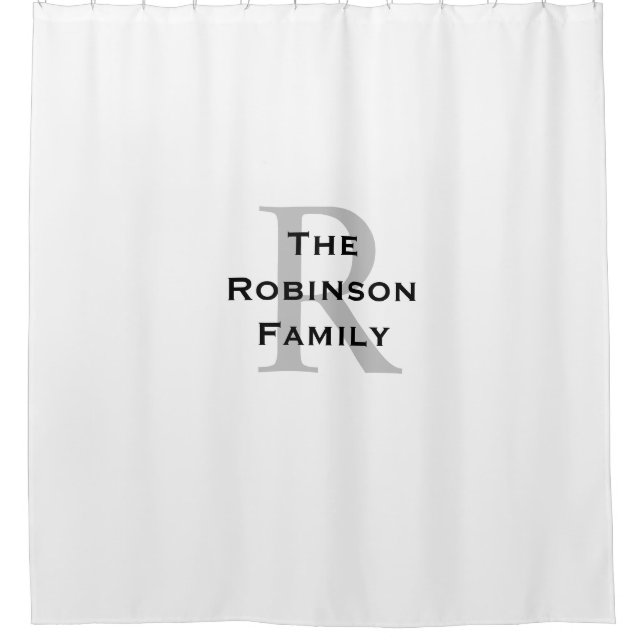 White and Black Name Monogrammed  Shower Curtain (Front)