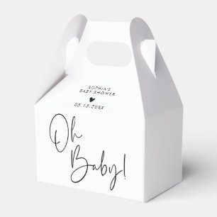 White and Black Oh Baby Modern Boho Baby Shower Favour Box