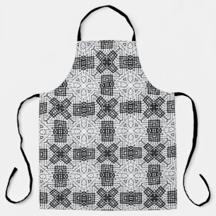 White and black openwork geometric pattern Anna Apron