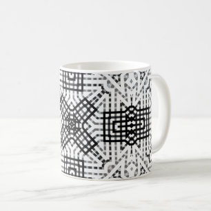 White and black openwork geometric pattern Anna Coffee Mug