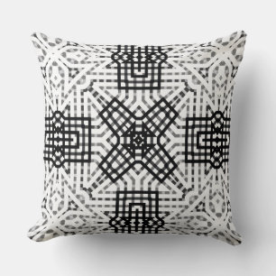 White and black openwork geometric pattern Anna Cushion