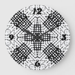 White and black openwork geometric pattern Anna Large Clock