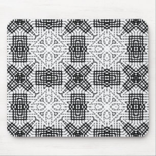 White and black openwork geometric pattern Anna Mouse Pad