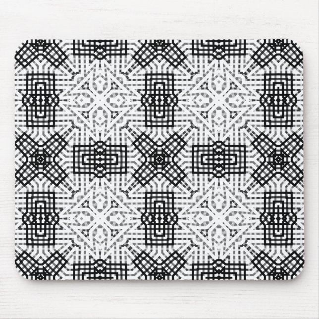 White and black openwork geometric pattern Anna Mouse Pad (Front)