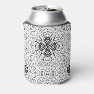 White and black openwork geometric pattern Elsa Can Cooler