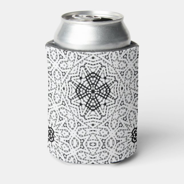 White and black openwork geometric pattern Elsa Can Cooler (Can Back)