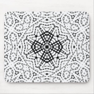 White and black openwork geometric pattern Elsa Mouse Pad
