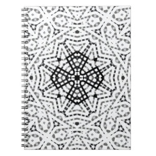 White and black openwork geometric pattern Elsa Notebook