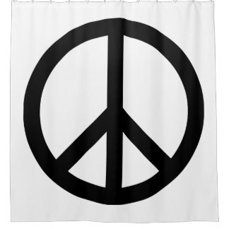 White and Black Peace Symbol Shower Curtain