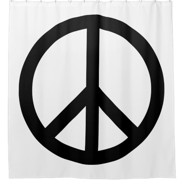 White and Black Peace Symbol Shower Curtain (Front)