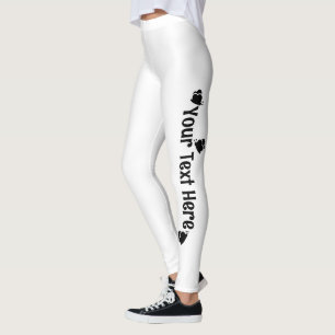 White and Black Personalised Butterfly Name Leggings