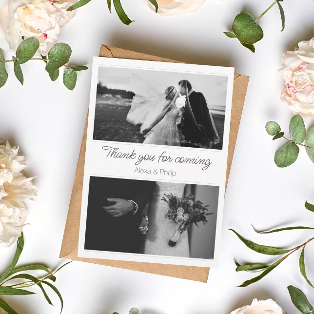 White and Black Photo Collage Wedding Card (1)